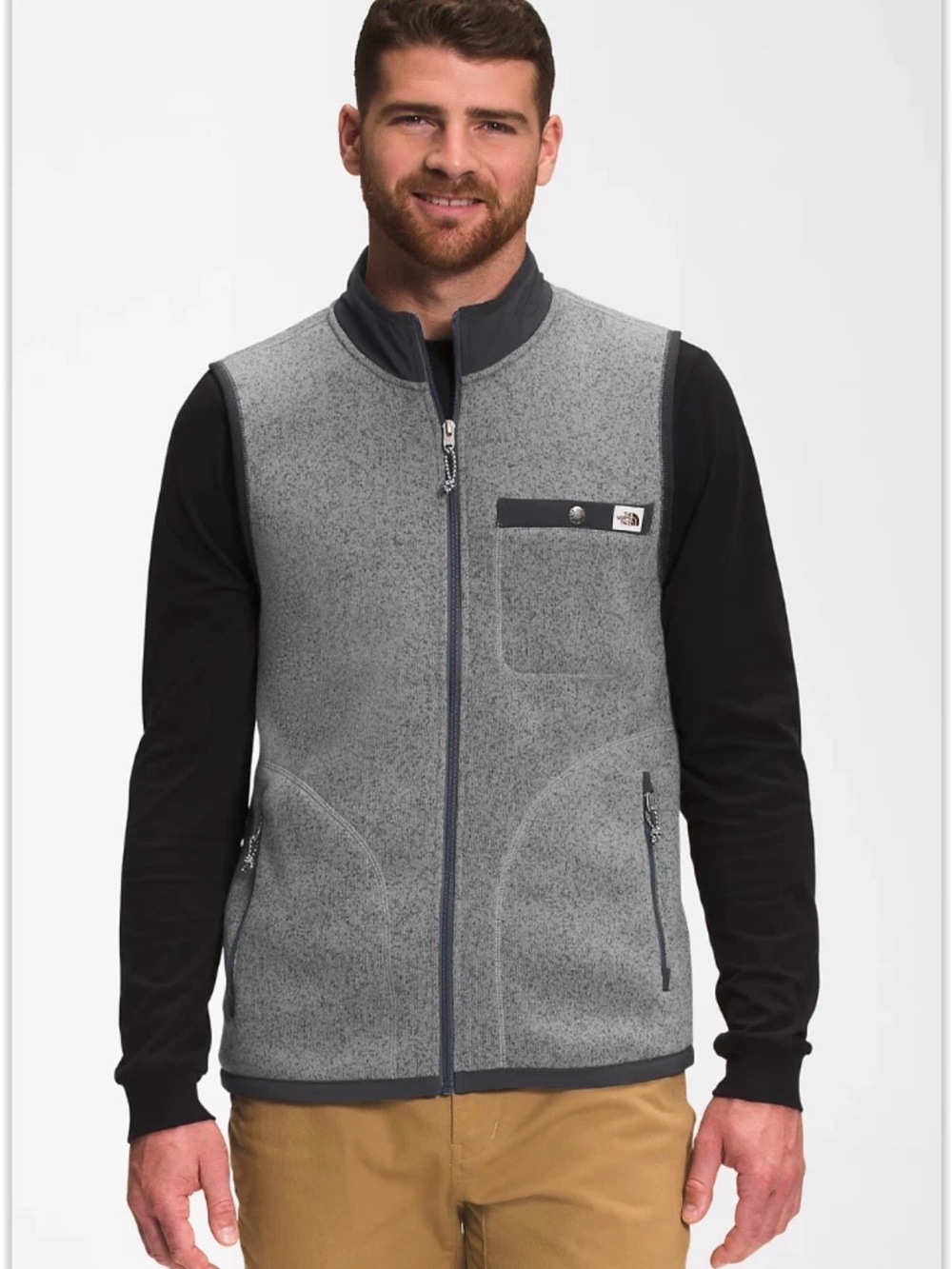 The North Face Men’s Gordon Lyons Full Zip Fleece Vest | Gray Heather | L